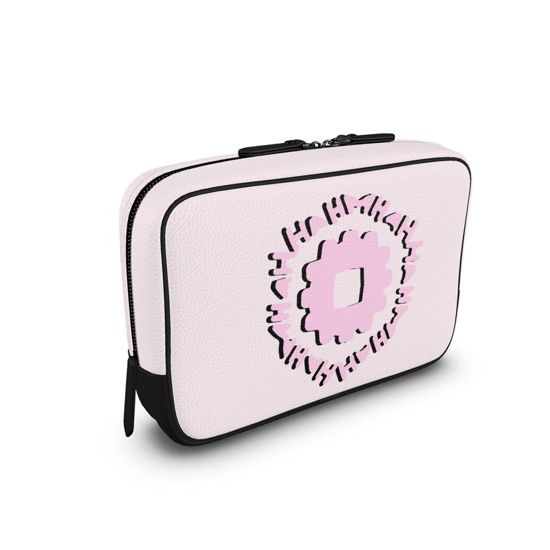 Pink leather toiletry bag